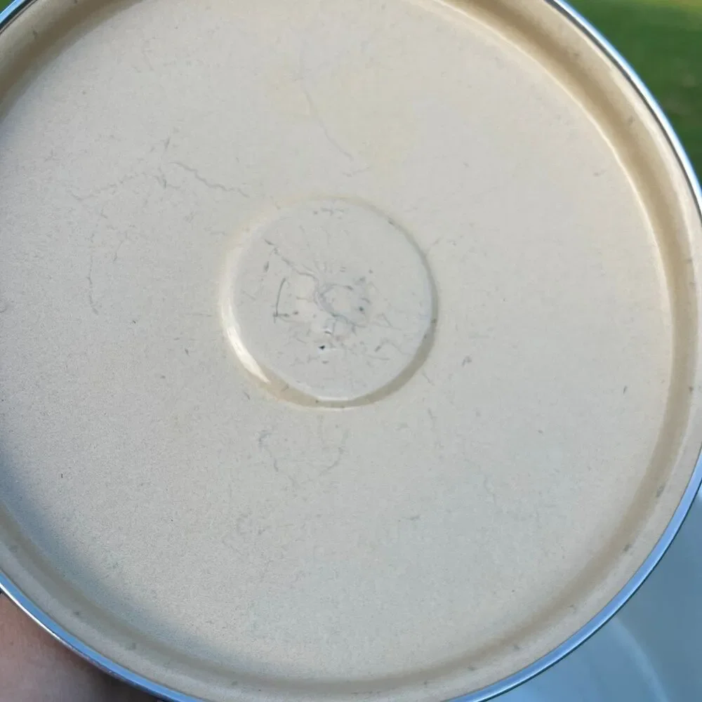 Vtg. 1970s enamel casserole pot lid 10.25 inch orange yellow paisley floral